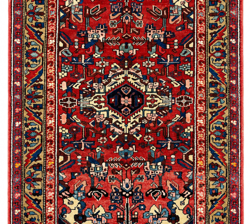 Vintage Zanjan Geometric Hand Knotted Wool Red Area Rug 3'5"x6'2" Oriental Boho gallery
