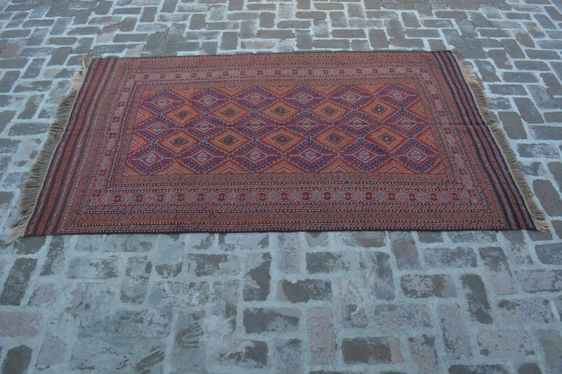 AFGHAN HANDMADE VINTAGE QALAINO KILAM, TRIBAL KILAM , SIZE :250X149 CM gallery