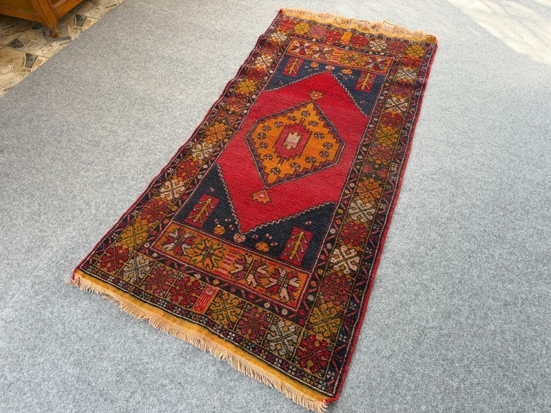 Vintage Oushak Bohemian Rug, Handknotted Turkish Anatolian Wool Area Rug 3x6 gallery