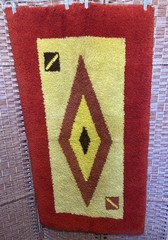 Vintage 70’s MCM Latchhook Rug Bohemian Aztec 54X29