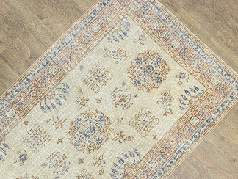 Extra-Long Turkish Oushak Runner 4x22.9 ft – Cream Blue – Quiet Luxury Decor gallery