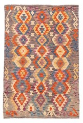 Vintage Hand Woven Area Rug 3’11” x 5’11” Traditional Wool Oriental Carpet