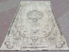 Vintage Turkish Area Rugs, Floor Carpet, Distressed Modern Wool Carpet 61″X105″