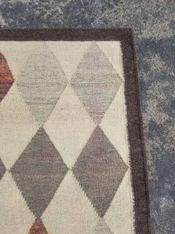 Vintage Handmade Swedish Geometric Wool Kilim Rug 133x73 cm gallery