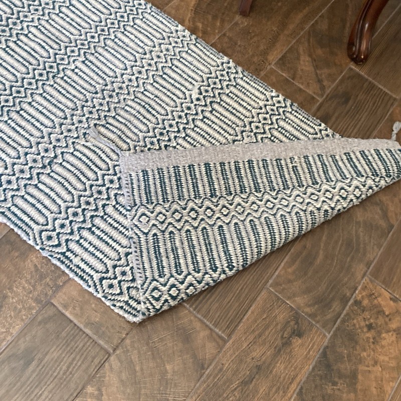 Vintage Soft Wool Handmade Braided Rectangle Rug 64”x30” gallery