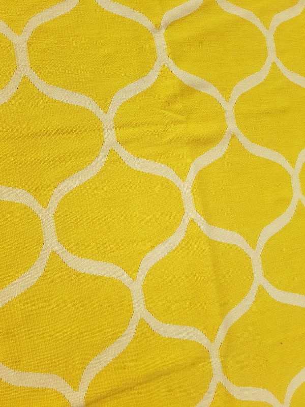 Vintage Handmade Traditional Geometric Yellow Kilim Floor Rug Carpet 233x166cm gallery