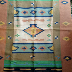 Vintage Navajo Kilim Dhurrie Rug Geometric 4′ x 6′ Weaving Textile Blanket
