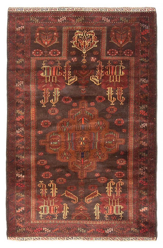 Vintage Hand-Knotted Area Rug 3'1" x 5'0" Traditional Wool Carpet