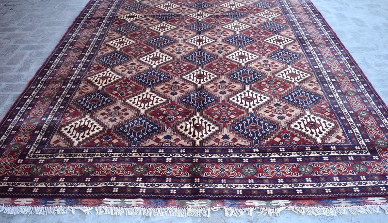 9x12 ft Vintage Afghan Turkmen Oriental Area Rug Red Tan Hand Knotted Wool Rug gallery