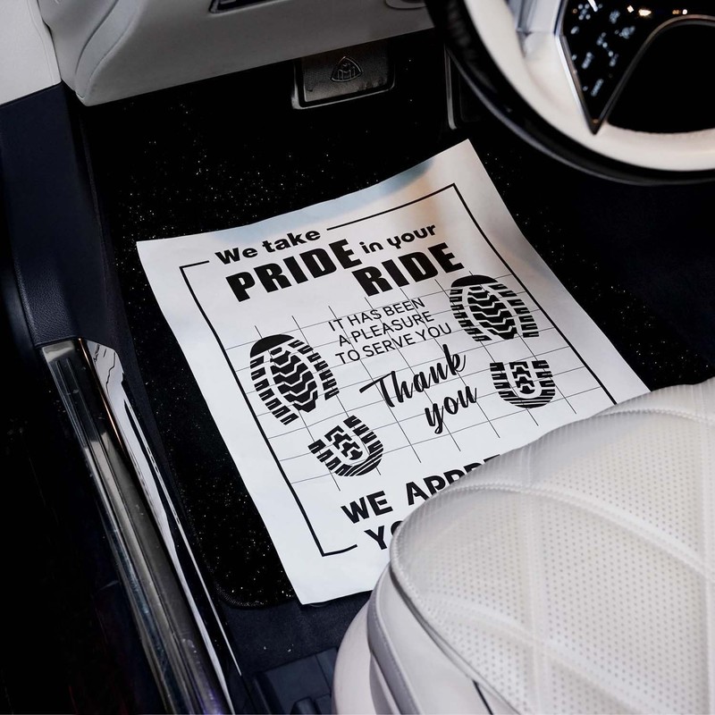 100Pcs Disposable White Kraft Paper Car Floor Mats 20"x16" Waterproof Auto Foot gallery