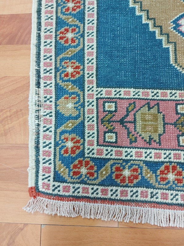 Antique Blue Runner Rug Long Medium Decor Rug Handmade Design Rug Free Ship Rug gallery