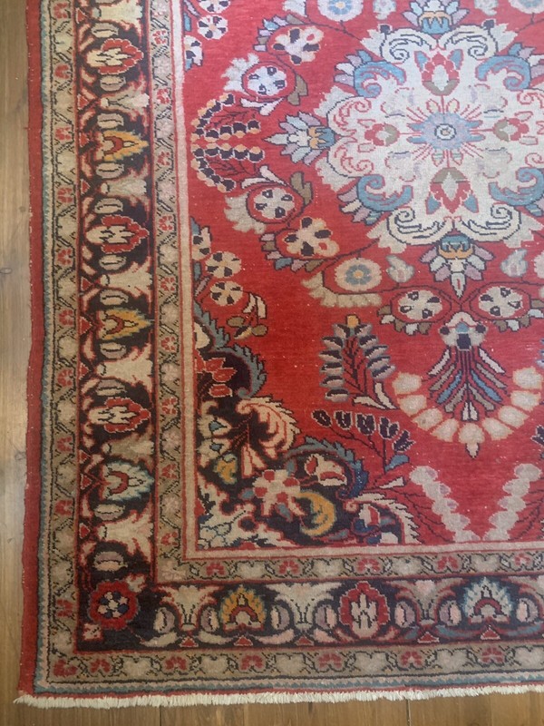 Vintage 1920s / 30s Art Deco Bordered Floral Medium Pile Wool Rug 6ft 9 x 5ft 2 gallery