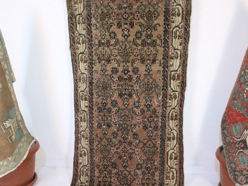 2x10 Red Beige Runner Rug, Handmade Turkish Rug, Vintage Medallion, 2.6x9.7 Ft gallery