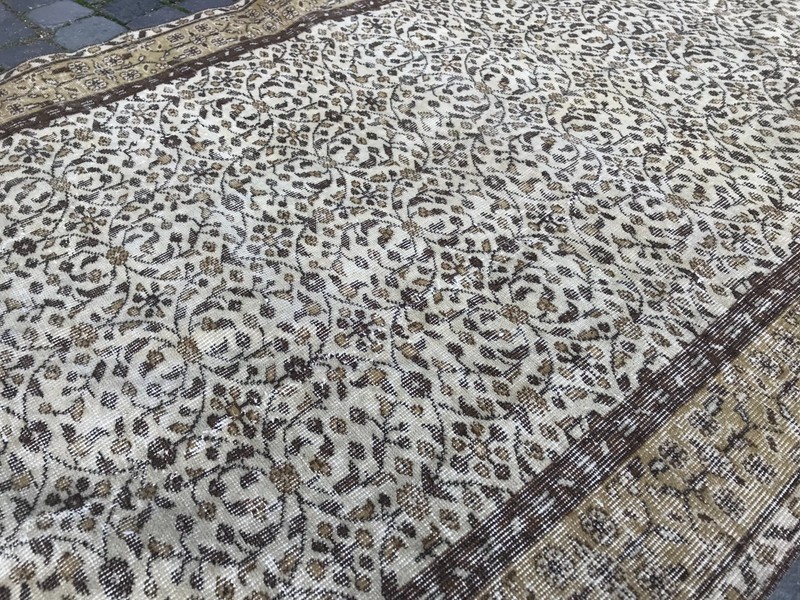 Bohemian Area Rug Handmade Wool Rug Turkish Vintage Traditional Rug 4,4 x 7,7 ft gallery
