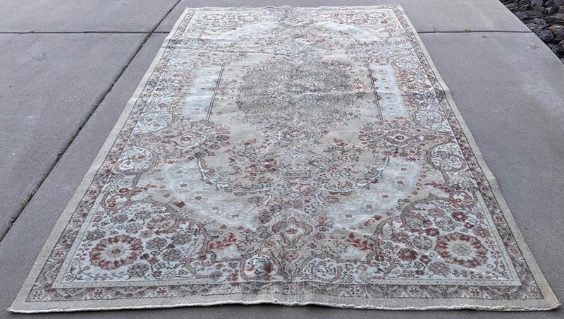 5'10 x 9'2 Distressed Overdyed Turkish Oushak Keyseri Antiqued Handmade Wool Rug gallery