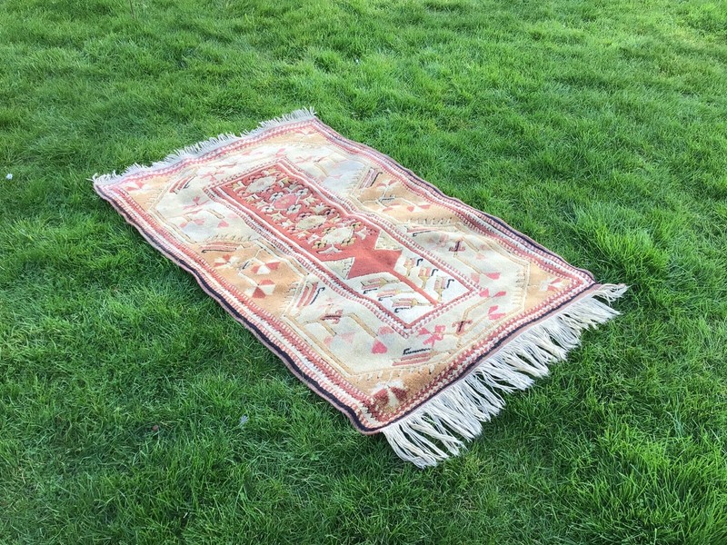 VINTAGE MAT RUG OLD CARPET LOVELY DESIGN TURKISH KILIM MADE IN TURKEY 100% wool gallery