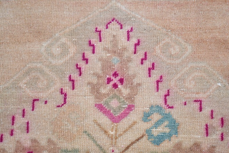 Vintage Anatolian Rug 2'5'' x 2'4'' ft Turkish Hand Knotted Oushak Wool Pile Rug gallery