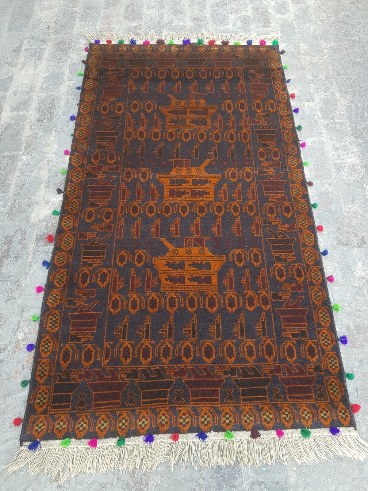 TRADITIONAL AFGHAN SHINDAND BALOCH WAR RUG TRIBAL WAR ART 7x4 ft gallery