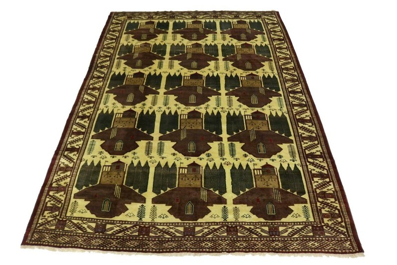 Rare Pictorial Afghan Design Tribal Rug Oriental Home Decor Carpet 9X13 ft gallery