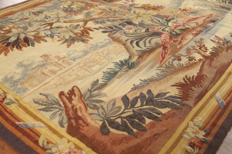 Vegetable Dye Antique Tapestries Rug Franch Hand-woven Wallhanging Kilim Rug 4x6 gallery