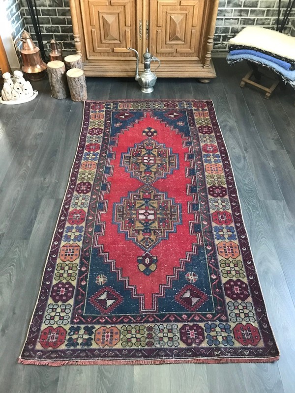 3.8x8.1 Large Vintage Red Turkish Oushak Rug gallery