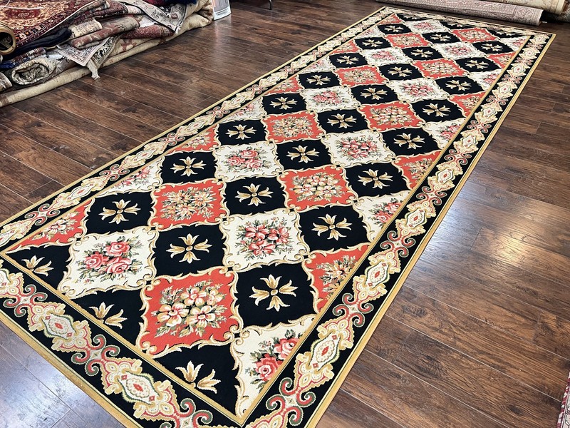 Wide Runner Rug 6x17 ft Custom Made Vintage Stark Carpet Red Black Ivory Floral gallery