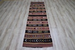 Cappadocia Cecim Kilim Runner Rug Turkish Hand Knotted Hallway Carpet 2.5x8ft