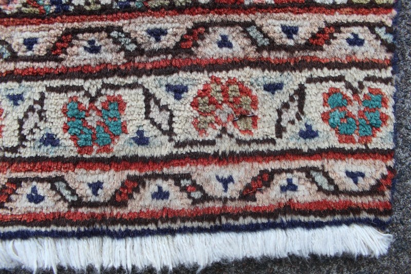 Vintage Fragment Hand Made Traditional Oriental Wool Faded Orange Rug 83x91cm gallery