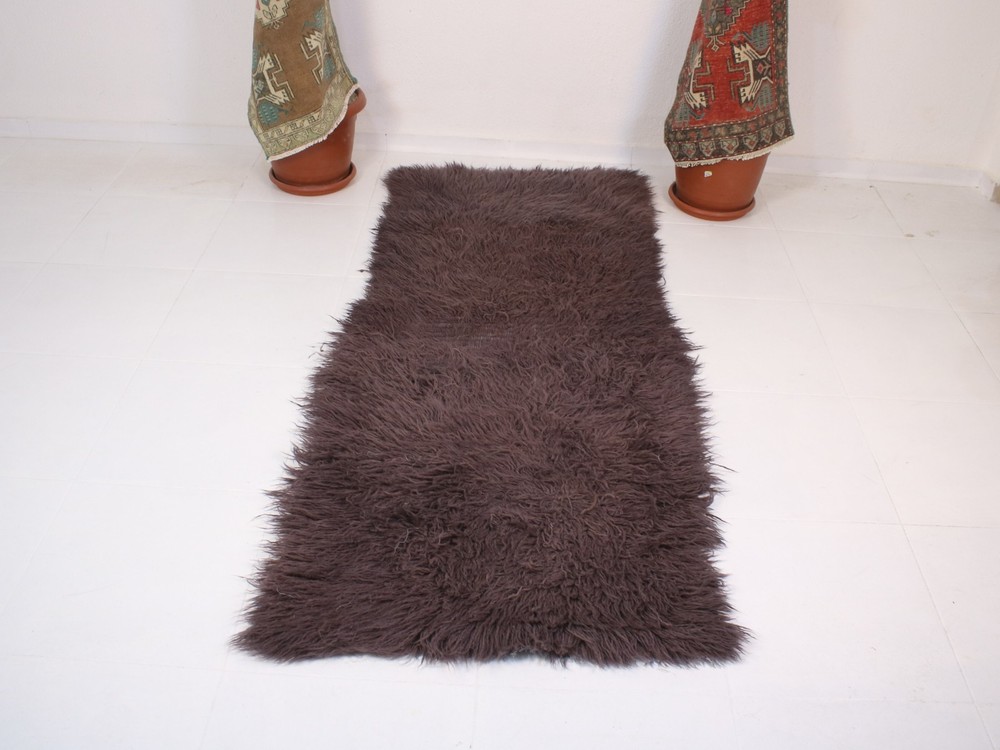 3x7 Genuine Sheepskin Area Rug Natural Wool Shag Throw Purple 2.6x6.6 ft