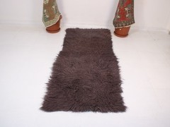 3×7 Genuine Sheepskin Area Rug Natural Wool Shag Throw Purple 2.6×6.6 ft