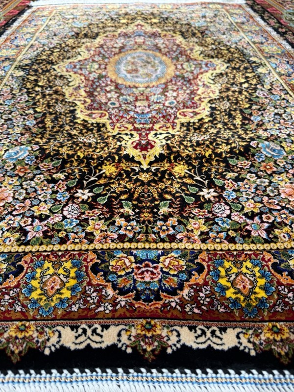 Luxury Silk & Cotton Rug 2.5 X 4 Ft Imperial Garden Medallion Floral 💐 gallery
