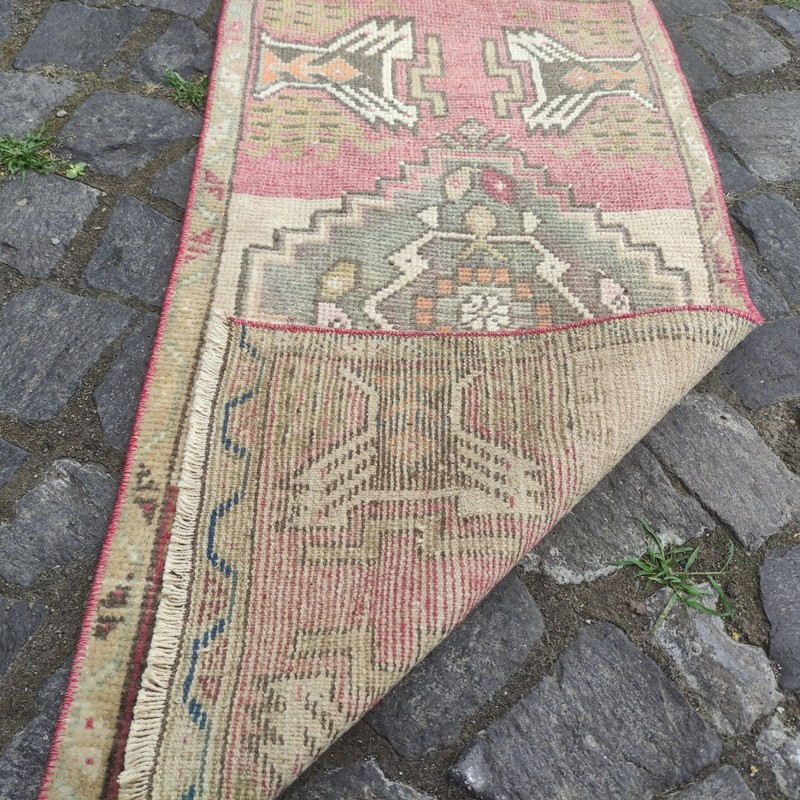 2x3 Turkish Vintage Small Rug Handmade 49 x 100 cm Bath Mat 1.61 x 3.28 ft gallery