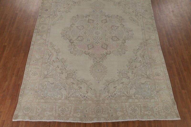 Earth-Tone Distressed Area Rug 9x13 Traditional Vintage Hand-knotted Wool gallery
