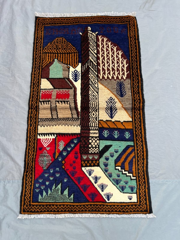 2'6 x 4'6 ft Vintage Afghan Hand Knotted Baluchi Pictorial Rug | Tribal Art Rug gallery
