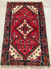 Vintage Hand Made Traditional Rug Oriental Wool Multicolor Carpet 149×91 cm