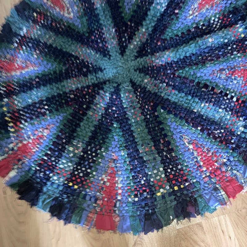 Handmade Circle Rug Ragrug Round Rug Mat pinwheel design vibrant colors 3 feet gallery