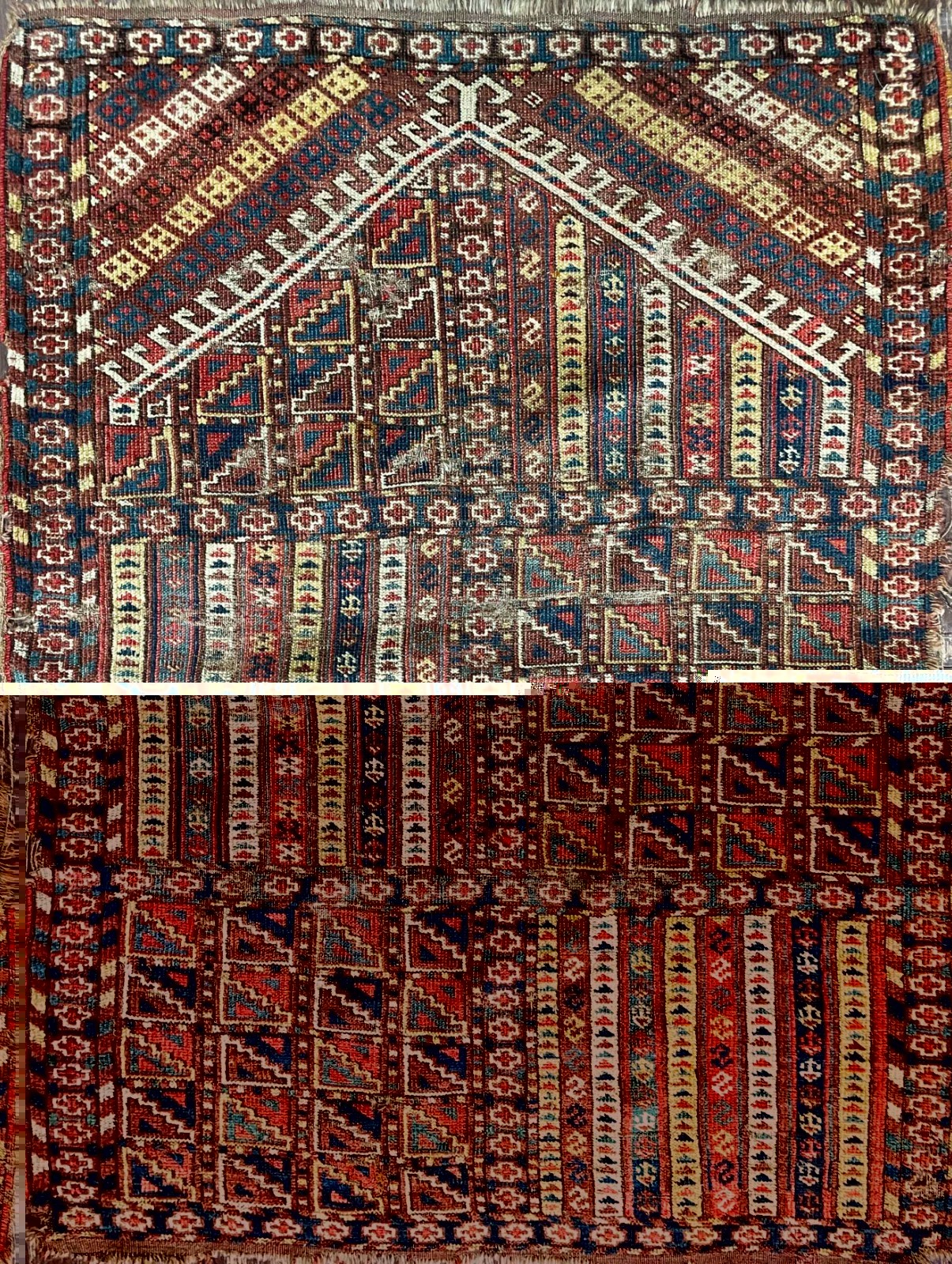 Rare Antique Yomud Turkoman Prayer Rug Western Turkestan AS IS, 3' x 4' 111098 gallery