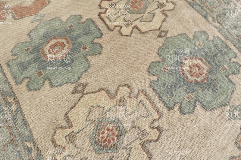 Handwoven Floral Medallion Rug – Geometric Border, 8x10 ft gallery