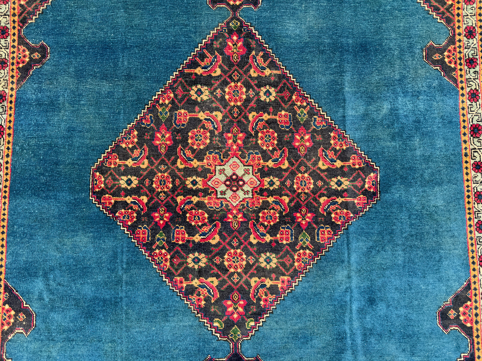 ANTIQUE ORIENTAL RUG BLUE 7x11 VINTAGE handmade handwoven real old 7x10 8x10 ft gallery