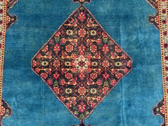 ANTIQUE ORIENTAL RUG BLUE 7×11 VINTAGE handmade handwoven real old 7×10 8×10 ft