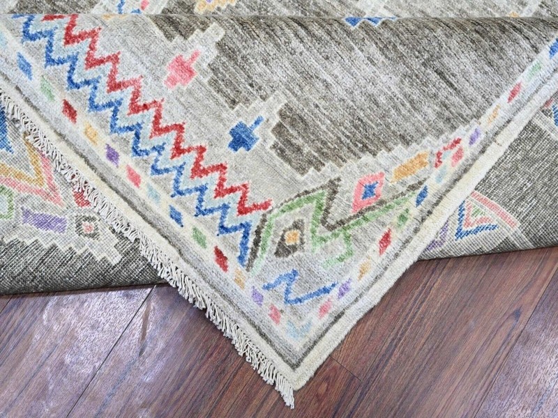 9'9"x13'6" Ash Gray, Intricate Geometric Motifs, Natural Dyes, Finer Oushak Rug gallery