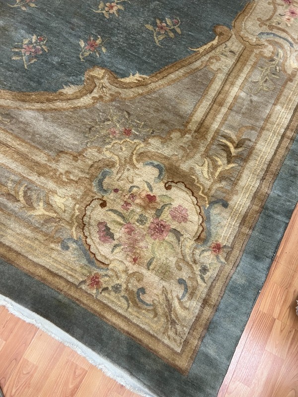 8'8" x 11'7" Antique Chinese Aubusson Oriental Rug - 100% Wool - Hand Made gallery