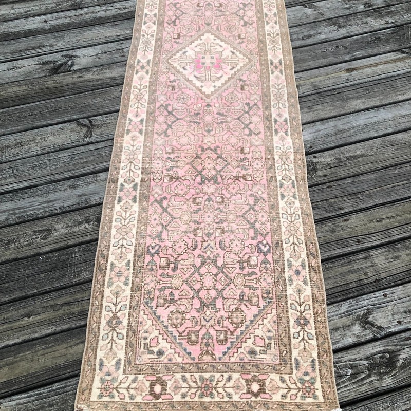 Vintage Runner Rug | Pink and Brown Tones | 3x10 gallery