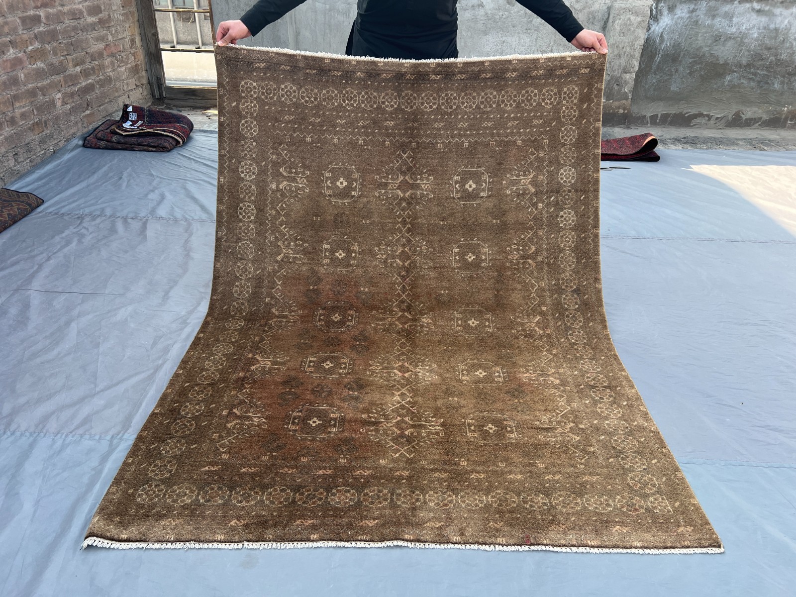 4'8x6'4 ft Antique Tekke Ersari Rug Terracotta Faded Hand Knotted Wool Carpet gallery