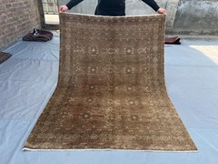 4’8×6’4 ft Antique Tekke Ersari Rug Terracotta Faded Hand Knotted Wool Carpet