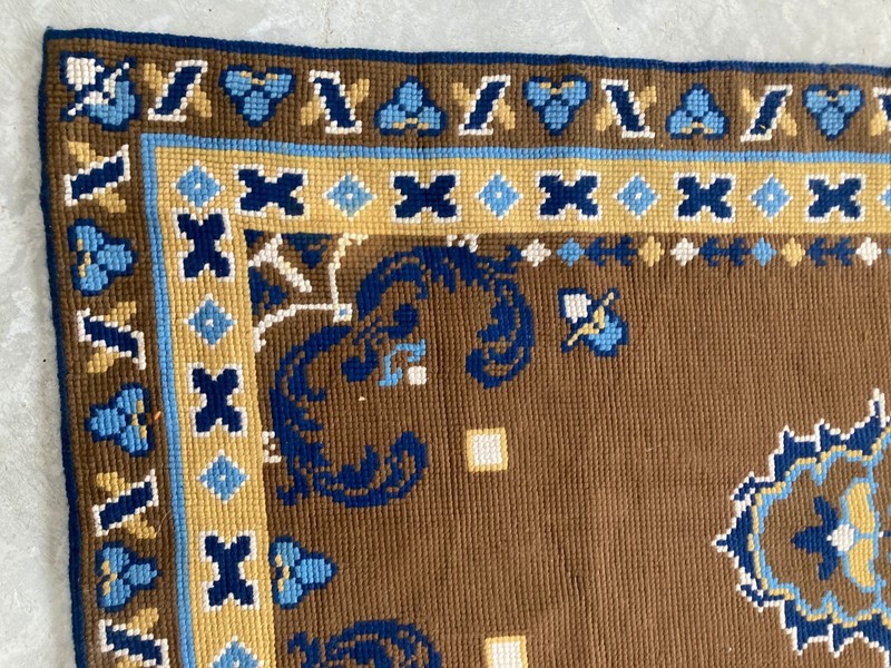Vintage Handmade Turkish Geometric Medallion Style Wool Area Rug 164x93 cm gallery