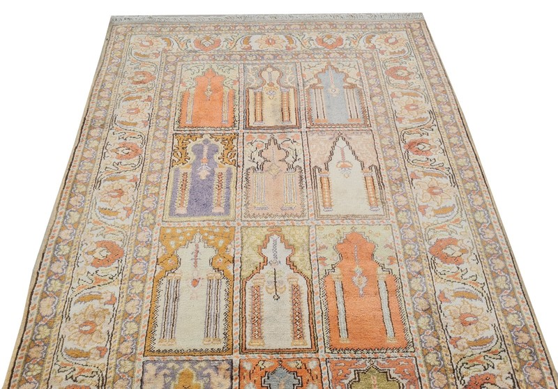 Amazing Hand Knotted Vintage Turkish Kaisery Qaisery Silk Area Rug 4.3 x 3.0 Ft gallery