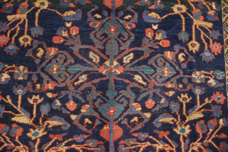 Antique Elegant 5x7 Navy Blue and Pink Hand-Knotted Wool Floral Area Rug gallery