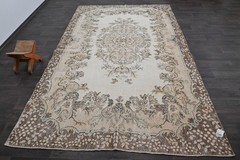 Oushak Turkish Vintage Rug 6×10 Kilim Rug Anatolian Handmade Boho Decor BEIGE
