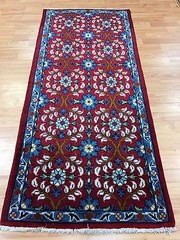 2’5″ x 5′ Antique Indian Floral Oriental Rug – 1930s – Hand Made – 100% Wool